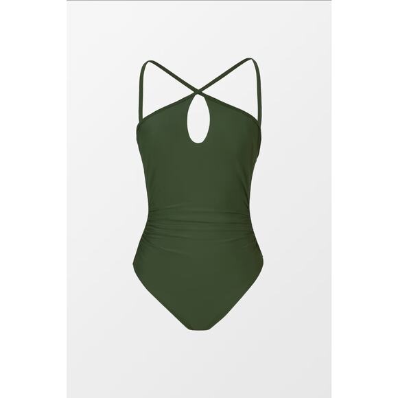 Cupshe Green Cutout Ruched Tummy Control One Piece Swimsuit- NWT - Sz L - Picture 5 of 9